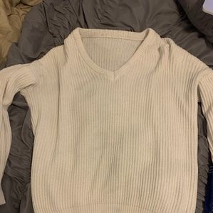 White cable sweater